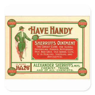 Vintage British Have Handy Skin Ointment Cream Square Sticker