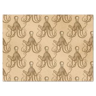 Vintage Brown Octopus Decoupage Tissue Paper
