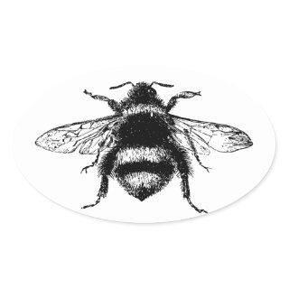 Vintage Bumble bee Oval Sticker