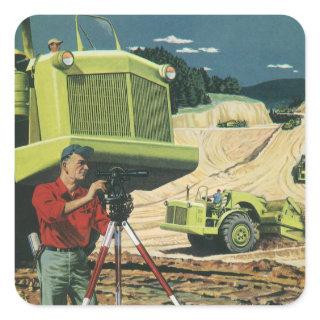 Vintage Business, Construction Site with Surveyor Square Sticker