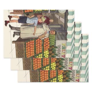 Vintage Business, Fruit Stand with Grocer and Boy  Sheets