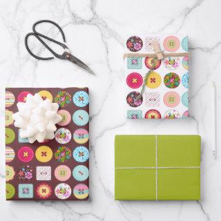 Vintage Buttons with Flowers and Polka Dots  Sheets