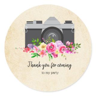 Vintage camera classic round sticker