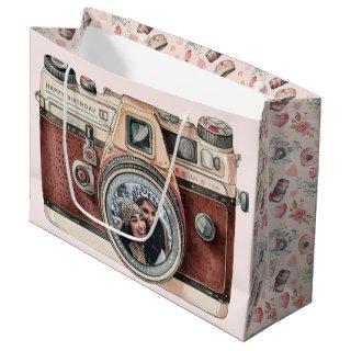 Vintage Camera with Photo Large Gift Bag
