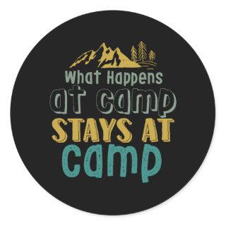 Vintage Camping Hiking Quote What Happens At Camp Classic Round Sticker