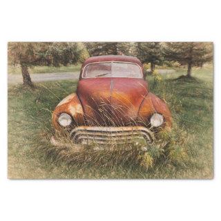 Vintage Car Antique Red Old Rustic Decoupage Tissue Paper