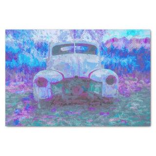 Vintage Car Antique Rustic Blue Purple Decoupage Tissue Paper