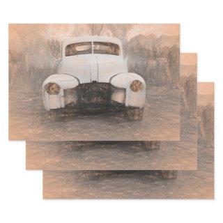 Vintage Car Antique Rustic Sketch Art  Sheets