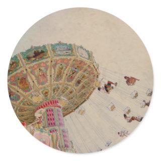 Vintage carousel in Paris Classic Round Sticker