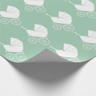 Vintage Carriage Baby Shower Green Gender Neutral