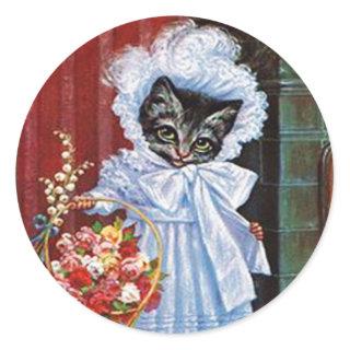 Vintage Cat Sticker, Arthur Thiele Classic Round Sticker