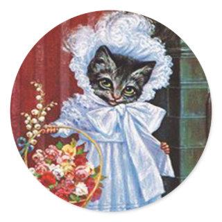 Vintage Cat Sticker, Arthur Thiele Classic Round Sticker