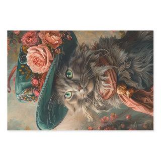 Vintage Cat with Teal Hat & Attire Decoupage  Sheets