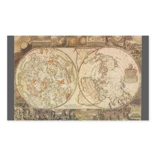 Vintage Celestial Planisphere Map by Joseph Moxon Rectangular Sticker