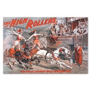 Vintage Chariot Race Black White Horse Decoupage Tissue Paper