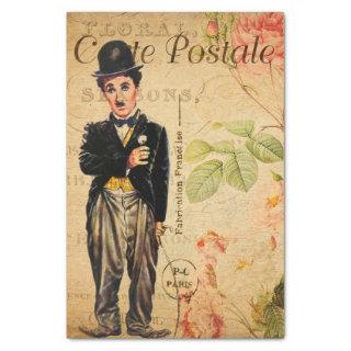 Vintage Charlie Chaplain French Carte Postale Tissue Paper