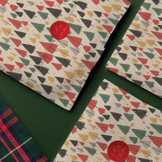 Vintage Charm: Christmas Tree Pattern Tissue Paper