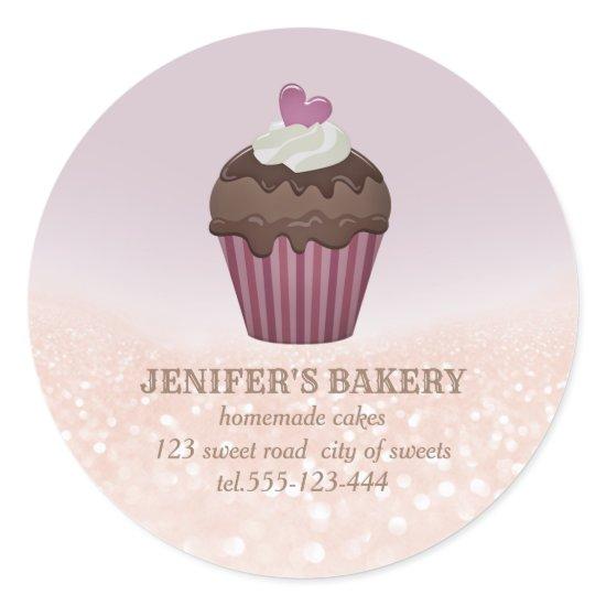 Vintage chic glittery Homemade cupcakes and sweets Classic Round Sticker