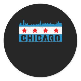Vintage Chicago Flag Skyline Classic Round Sticker