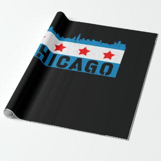 Vintage Chicago Flag Skyline