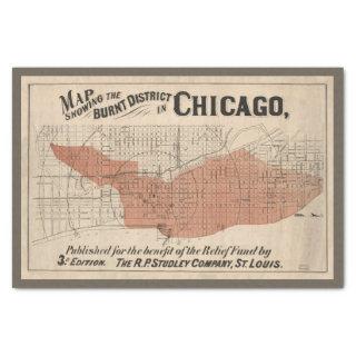 Vintage Chicago Great Fire Map, 1871 Decoupage Tissue Paper
