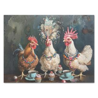 Vintage Chickens Tea Party Decoupage  Tissue Paper