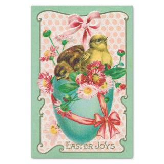 Vintage Chicks with Easter Egg Easter Greeting Tissue Paper