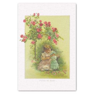 Vintage Child Doll Under Roses Tissue Paper