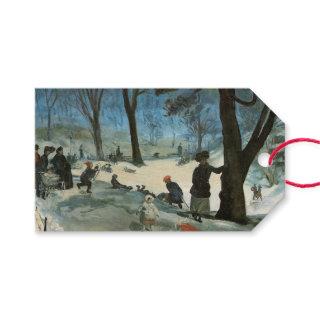 Vintage Christmas, Central Park in Winter Glackens Gift Tags