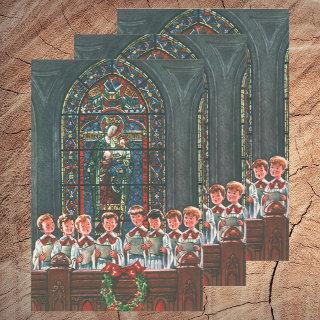 Vintage Christmas Children Singing Choir in Church  Sheets