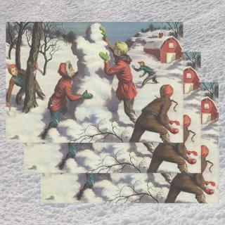Vintage Christmas, Children Snowball Fight  Sheets