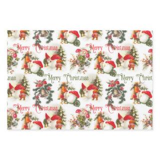 Vintage Christmas Elves And Mushrooms   Sheets