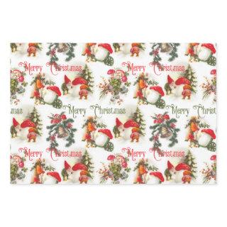 Vintage Christmas Elves And Mushrooms   Sheets