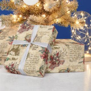 Vintage Christmas Ephemera, Holly & Ornate Text