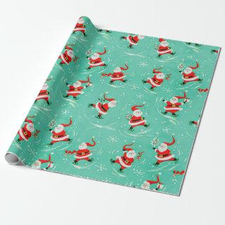 Vintage Christmas Ice Skating Santa