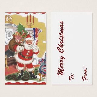 Vintage Christmas, Jolly Santa Claus with Presents