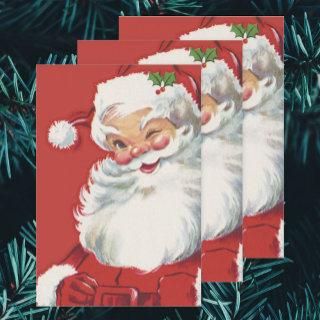 Vintage Christmas, Jolly Winking Santa Claus  Sheets