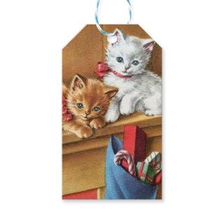 Vintage Christmas Kitties On Mantle Gift Tags