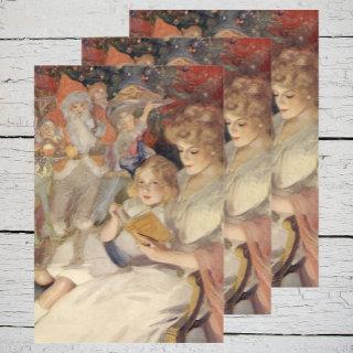 Vintage Christmas, Mother Reading Bedtime Story  Sheets