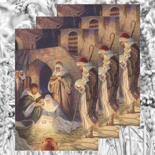 Vintage Christmas Nativity, 3 Shepherds and Jesus  Sheets