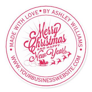 Vintage Christmas New Year Made with Love Business Classic Round Sticker