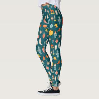 Vintage Christmas Ornaments Pattern Leggings