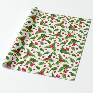 Vintage Christmas Red & Green Holly