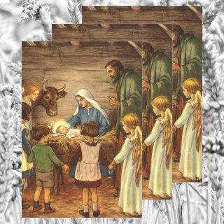 Vintage Christmas, Religious Nativity w Baby Jesus  Sheets