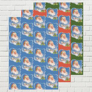 Vintage Christmas, Retro Jolly Santa Claus  Sheets