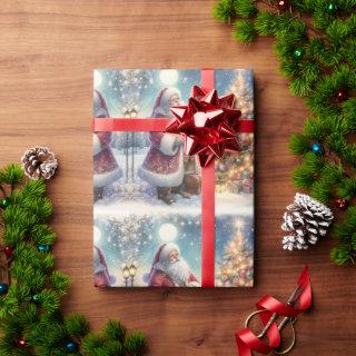 Vintage Christmas Santa Claus and Christmas Tree