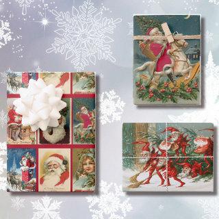 Vintage Christmas Santa Claus Elves Victorian Gift  Sheets