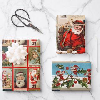 Vintage Christmas Santa Claus Elves Victorian Gift  Sheets