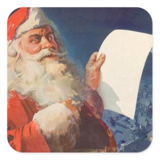Vintage Christmas, Santa Claus Naughty Nice List Square Sticker