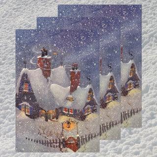 Vintage Christmas, Santa Claus Workshop North Pole  Sheets